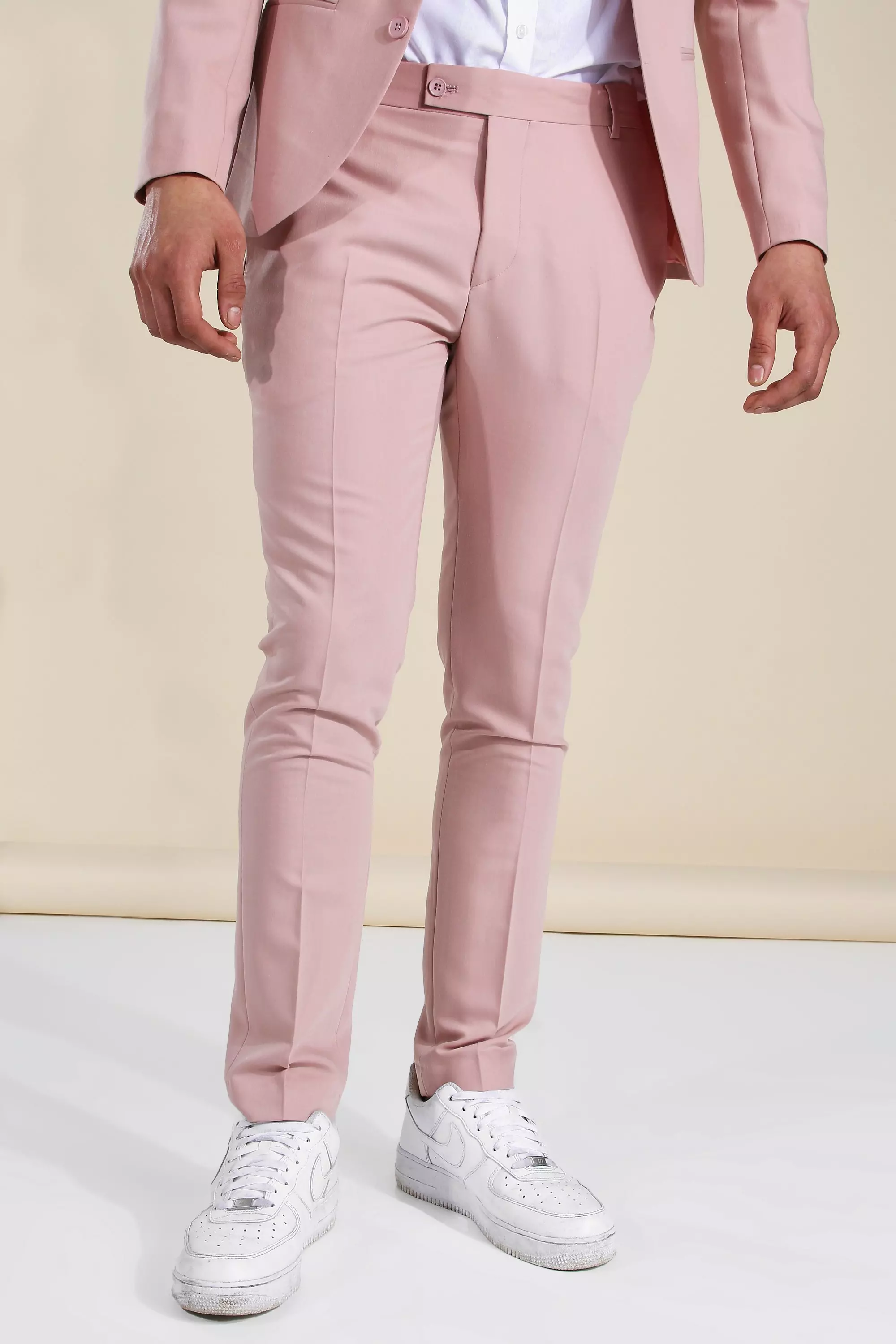 Skinny Light Pink Suit boohooMAN UK